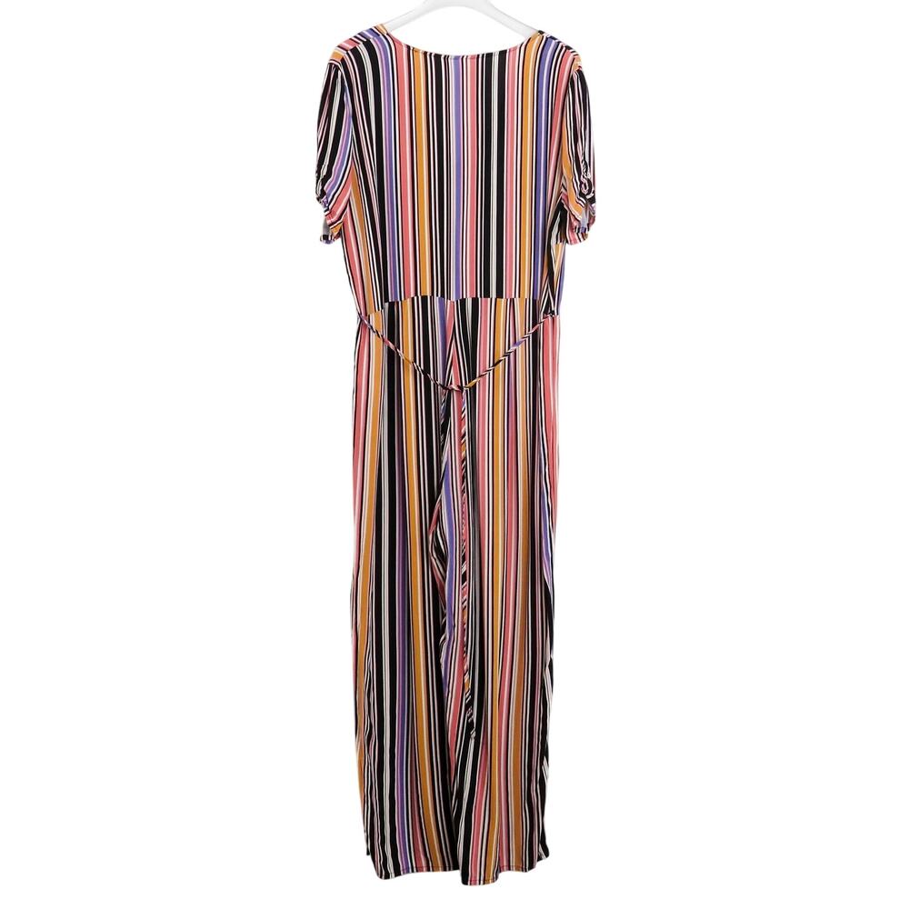 Xhilaration Multicolor Striped Short Sleeve Wide Leg Jumpsuit Size Large - Picture 4 of 7